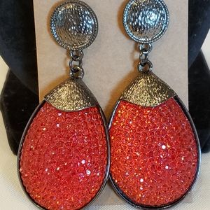 💐6/25 post dangle long heavy red gem